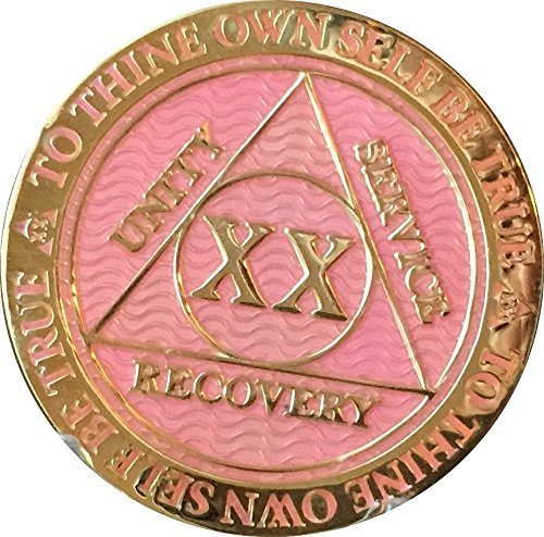 Recoverychip 20 Year AA Medallion Reflex Pink Gold Plated Chip