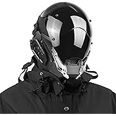foymi Punk helmet mask with silver decorative design, techwear helmet for cosplay, Halloween mask, music festivals, parties