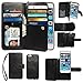 xhorizon TM Premium Leather Folio Case [Wallet Function] [Magnetic Detachable] Fashion Wristlet Lanyard Hand Strap Purse for iPhone 6/6s Plus (5.5'')- Black
