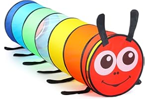 Moncoland Kids Play Tunnel for Toddlers, 6-ft Colorful Pop Up Crawl Through Tunnel Play Tent for Baby or Dog Cat, Collapsible Gift for Boy Girl Games Indoor Outdoor Toys (Colorful Caterpillar Tunnel)