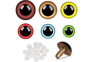 Nelytiya 50 PCS Safety Eyes 10~30mm Large Safety Eyes for Colorful Doll Eyes Craft Crochet Eyes with Washers Plush Stuffed Animal Eyes for Crochet Animals DIY Puppet Bear Toy Doll Making Supplies