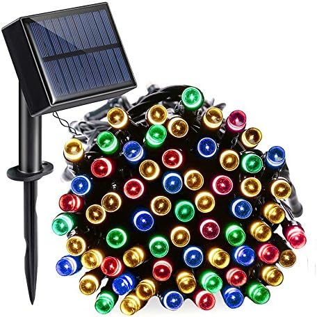 Lightvoice Waterproof Solar String Lights ,36ft 100 LED and 8 Modes Fairy Lights Work for 35 Hours with Timer, Solar &amp; USB Charger for Outdoor, Patio, Lawn,Garden, Home, Wedding Decoration