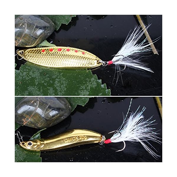 YONGZHI-Metal-Gold-Casting-Fishing-Spoons-Lure-Hard-Treble-Hook-BaitPack-of-4