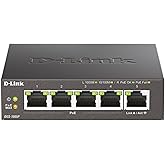 D-Link 5-Port Gigabit PoE+ Unmanaged/Plug and Play (60W Total PoE Budget 4xPort) Metal Compact Desktop Switch - (DGS-1005P)
