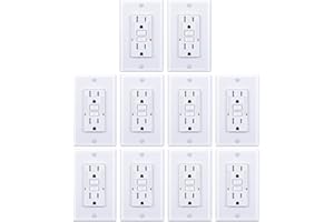 3GRACE 15 Amp GFCI Outlet, Tamper-Resistant, Weather Resistant Receptacle Indoor or Outdoor Use, LED Indicator with Decor Wall Plates and Screws，UL Listed, White (10 Pack)