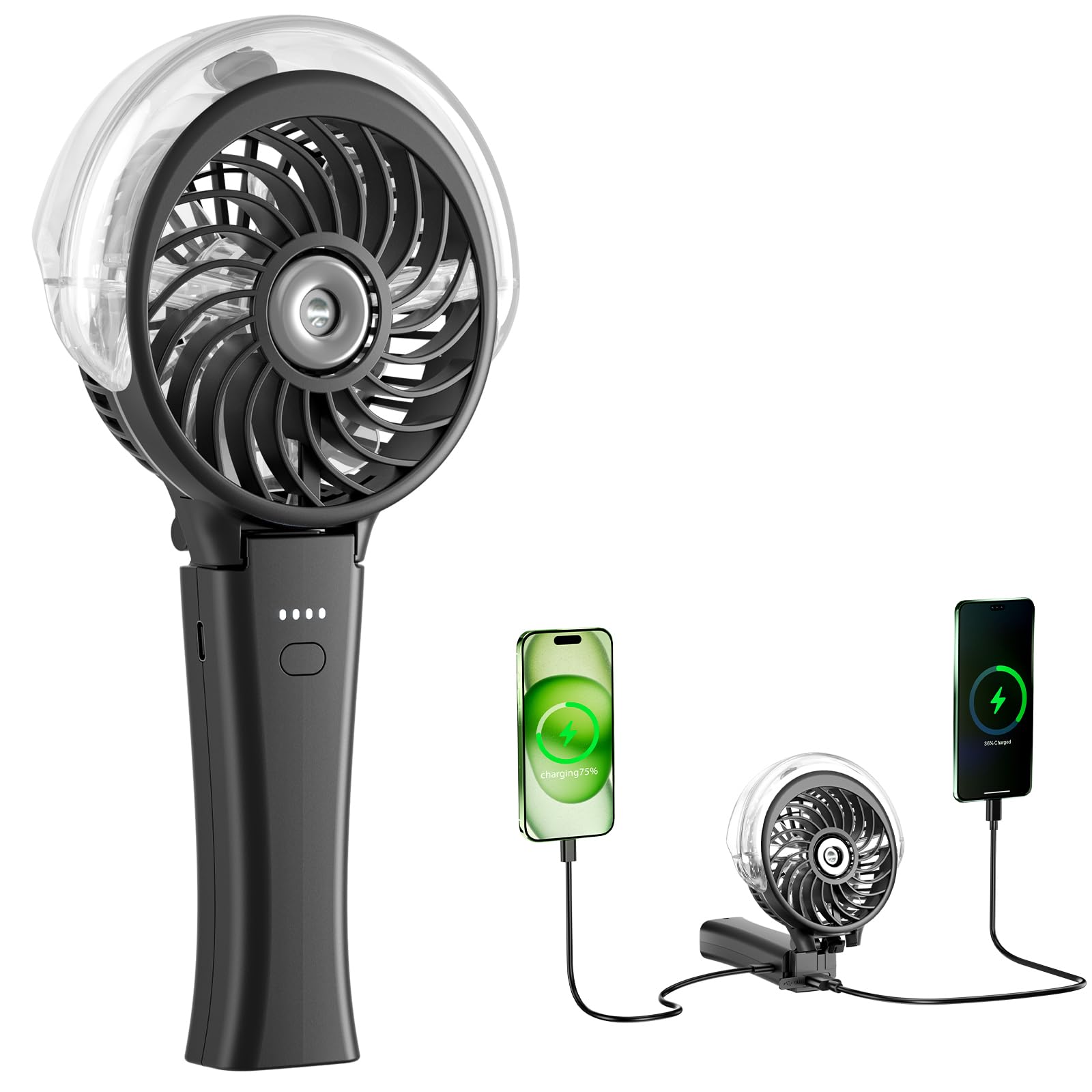 Photo 1 of HandFan 4000mAh Portable Misting Fan, 50ml Water Tank, Rechargeable Handheld Personal Mister Fan, Spray Water Mist, Foldable Electric Cooling Ice Fans for Beach, Travel, Outdoors(Black)