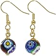 Glass Of Venice Italian Murano Glass Earrings Drop Design With Multicolor Millefiori Beads - Murano Glass Earrings For Women