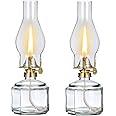 DNRVK Set of 2 Vintage Large Kerosene Lamp Classic Rustic Oil Lamps for Indoor Use Home Decor Clear Glass Kerosene Hurricane Lantern for Tabletop Decor Emergency Lighting Oil Lantern 11.4 Inch