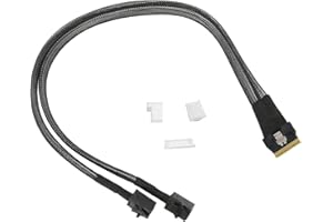 Mini SAS Cable, SFF-8654 8i to 2 * SFF-8643 Server, MINISAS Server Array Card Cable, 12 Gbps
