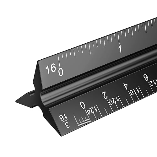 Rena Chris Architectural Scale Ruler: 12" Imperial Aluminum Alloy Metal ...