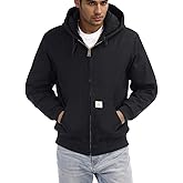 TUAOVA Men's Loose Fit Quilted Flannel Lined Workwear Waterproof Active Jacket Hooded Work Coat