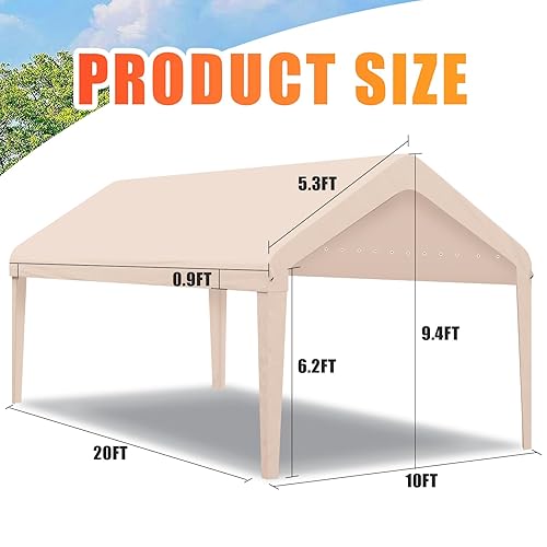Saneey 10x20 Canopy Replacement Cover Carport Replacement Top Canopy