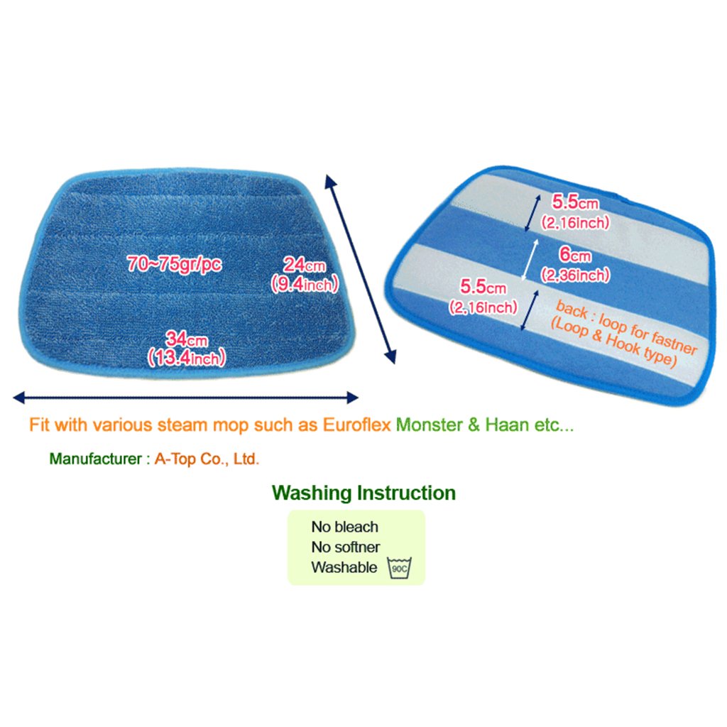 [ATOP] 9.4*13.4” Microfiber Steam Mop Pads Euroflex Monster & Hann