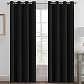 H.VERSAILTEX 100% Blackout Curtains for Bedroom Black Out Curtains 96 inch Thermal Insulated Long Blackout Curtains for Living Room, Energy Saving Curtains for Patio Door Grommet (1 Panel, Jet Black)