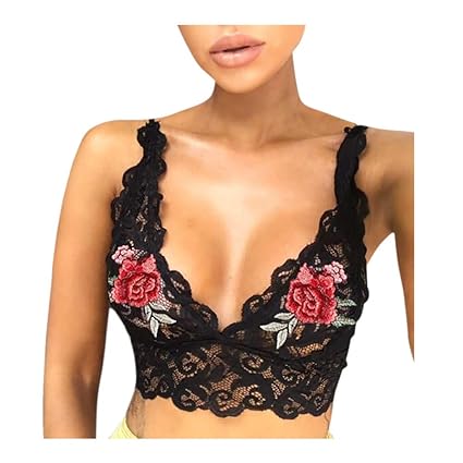 Lialbert BH Push Up Bustier Damen Spitze Soft Durchsichtiger BHS RüCkenfrei Blumen Dessous GroßE GrößEn UnterwäSche Hipster M