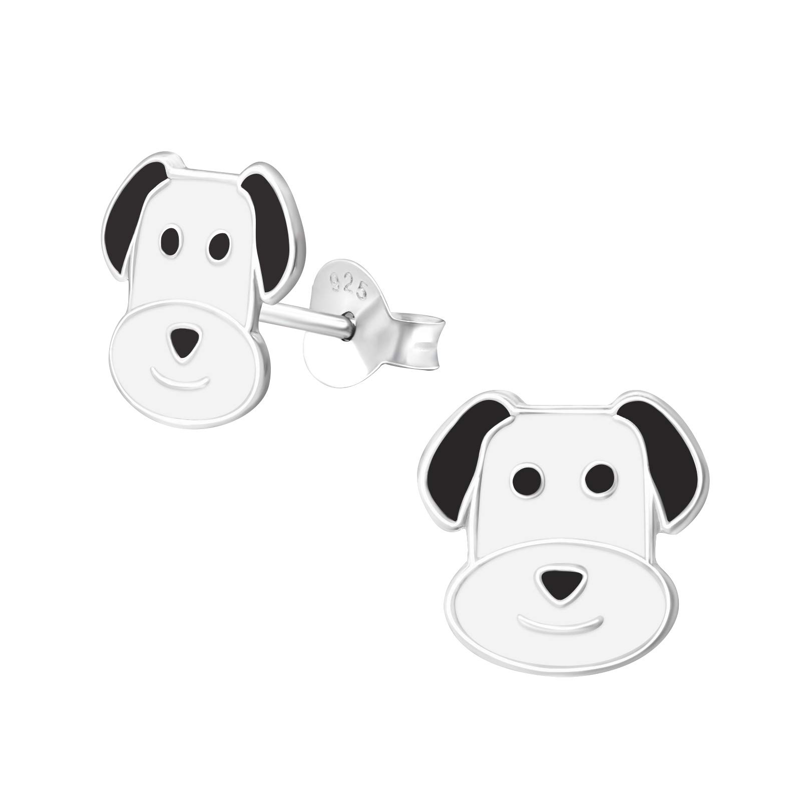 925 Sterling Silver Lightweight Hollow-Back Dog Stud Earrings for Women & Girls – Cute Animal Puppy Pet Jewellery Gift Boxed