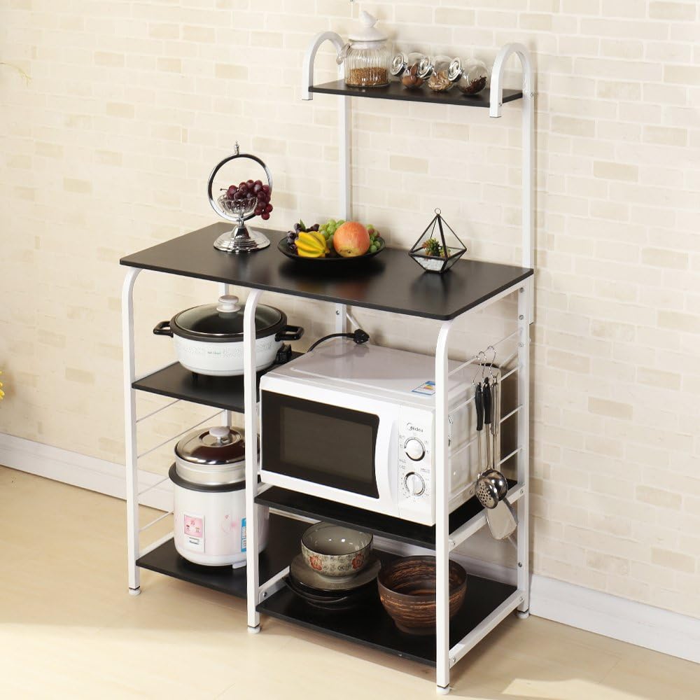 SogesPower Kitchen Baker's Rack 3-Tier+4-Tier Microwave Stand Storage Rack, Black - Standing Baker's Racks