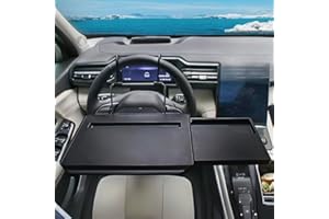 HUKURU Car Steering Wheel Tray, 2-in-1 Adjustable Car Tray, Foldable Car Desk with Drawer,Cup Slot and Tablet Slot, Portable Back Seat Headrest Tray for Laptop Work, Eating, Drinking, Writing