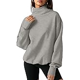 Fisoew Women's Oversized Turtleneck Sweatshirt Long Sleeve Pullover Casual Tops