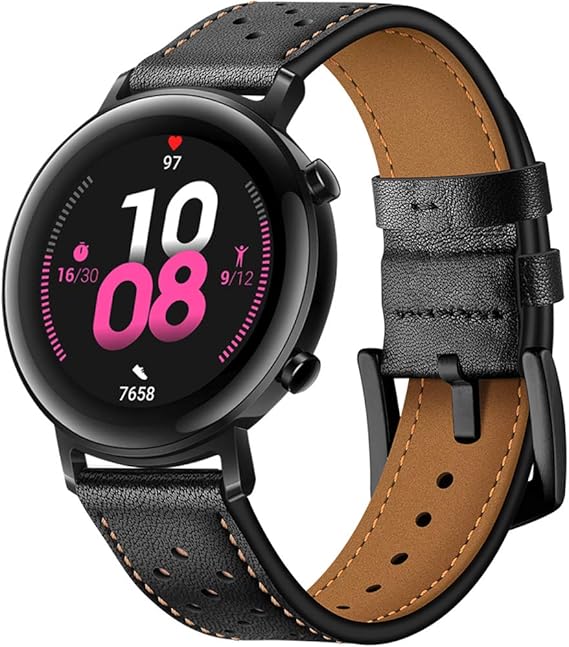 Amazon Com Fit For Garmin Vivoactive 3 Music Bands For Women Men Galaxy Watch 42mm Leather Bands 20mm Replacement Watch Band Straps Wristbands For Samsung Galaxy Watch Active 2 40mm 44mm Black