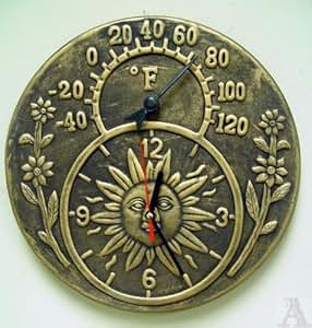 Amazon.com : Brown Terra Cotta Outdoor Wall Clock with Thermometer