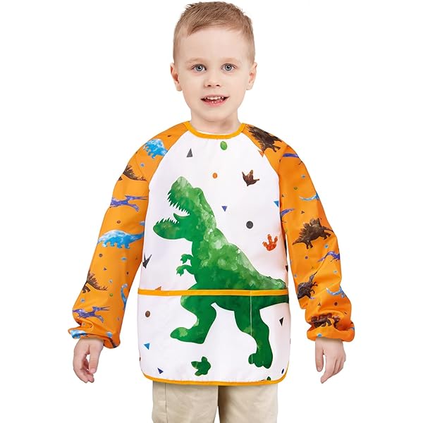 BOUBONI 2 Pcs Kids Art Smock Painting Apron Toddler Smock Long Sleeve