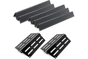 GRIEPTRA 17.5"Flavorizer Bars and 13.26" Heat Deflectors for Weber Genesis 300 Series Grills with Front Control Knob, Genesis S310 S320 S330 E310 E320 E330,for Weber 7620 7621 (7620*5+7622*2, Porcelain Steel)