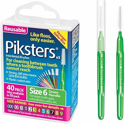 Piksters Interdental Brushes Size 6 40 Pack with Connector Cap