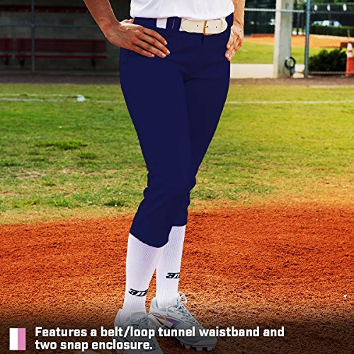 3N2 Womens Softball Pants Knicker Style 100% Stretchable & Durable with Reinforced Knees & Belt Loops, Available in Black, Gray, White, Navy XS-XXL Sizes