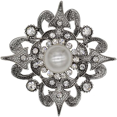 SHINYTIME rhinestone crystal Flower brooches pin black brooches for Women wedding bouquet Bridal Embellishments for clothing 1.7X1.7 inches