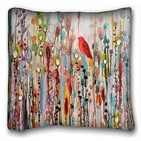 Tarolo Decorative Red Cardinal Bird Square Throw Pillow Case Cases Cover Cushion Covers Sofa Size 20x20 Inches Two Side