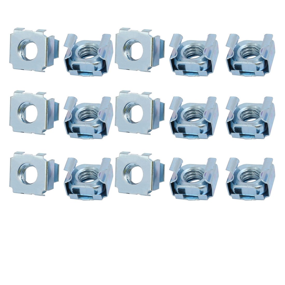 Sourcingmap 15pcs M8 65Mn Spring Steel Captive Cage Nut Silver Tone for Server Shelf Cabinet