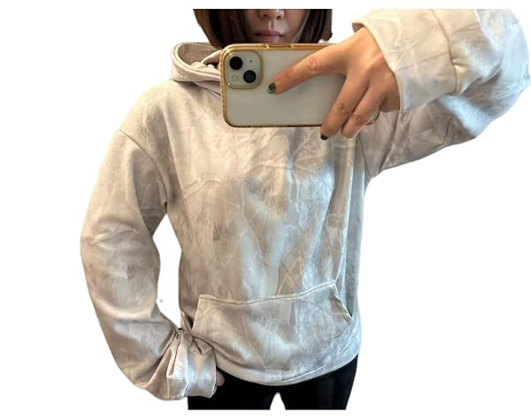 WOMEN CAMO HOODIES MAPLE LEAF OVERSIZED FLEECE HOODED SWEATSHIRT LOOSE LONG SLEEVE PULLOVER TOP WITH POCKET COUPLE(SMALL)