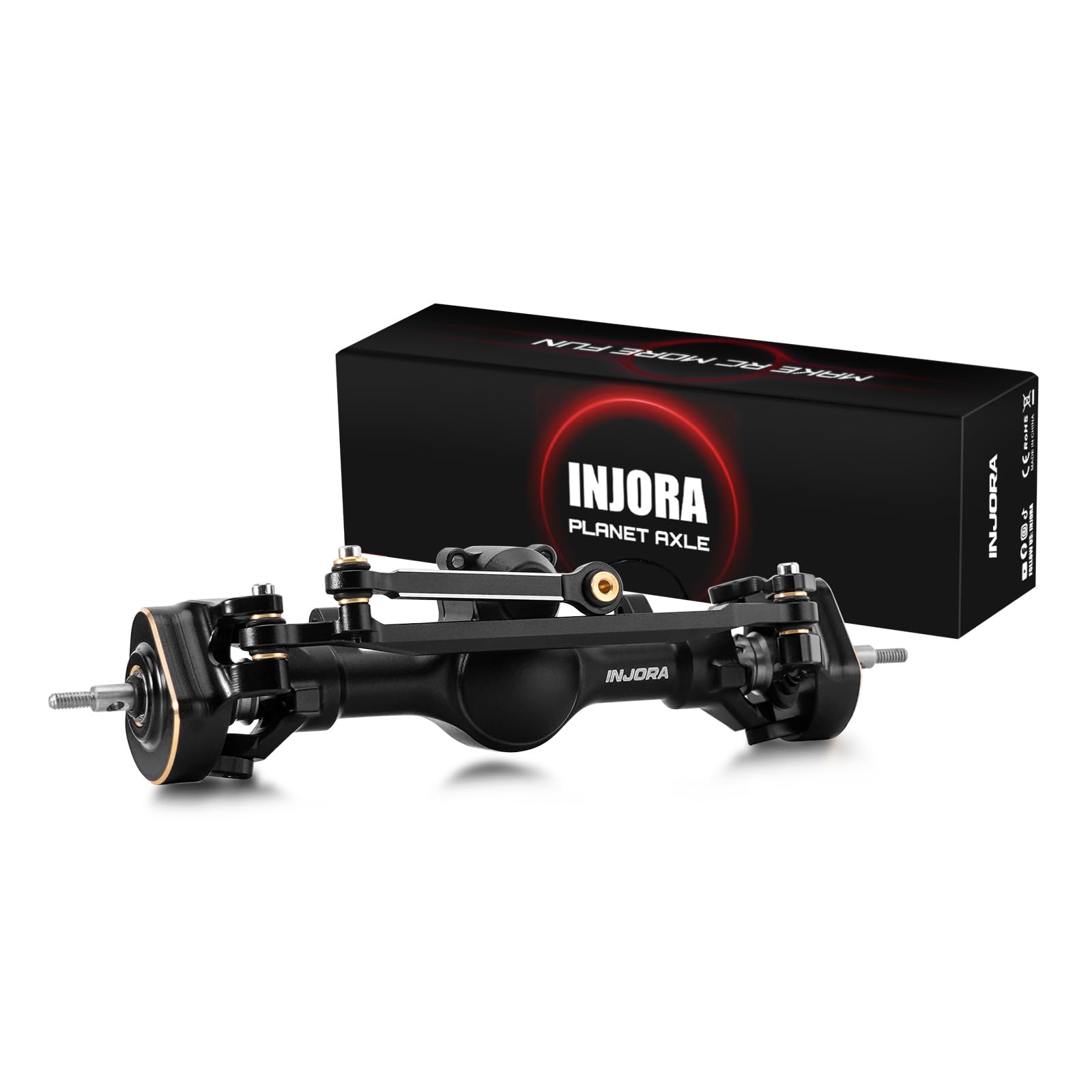 INJORA +4mm Front Planet Axles with Double Joint Shafts & Brass Steering Knuckles for 1/24 Axial SCX24 (Titanium) โ image 1