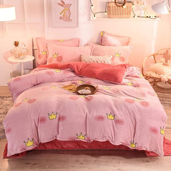 teddy bear bedding single bedWinter plush fourpiece coral fleece