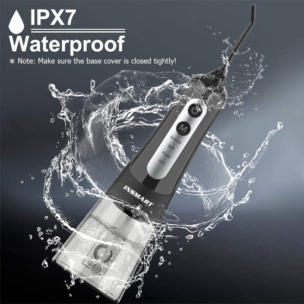 Cordless Water Flosser Teeth Cleaner, INSMART Professional 300ML Tank DIY Mode USB Rechargable Dental Oral Irrigator for Home and Travel, IPX7 Waterproof 3 Modes Water Flosser for Oral Care: Health & Personal Care