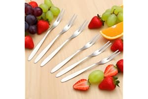Food Grade Stainless Steel Dessert Forks Set, Tasting, And Appetizer Forks – 2-Prong Cocktail, Salad, Fruit Forks For Party, 