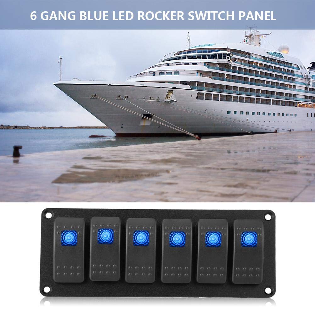 Marine Boat Rocker Switch Panel 12-24V 6 Gang Rocker Switch Panel Waterproof for Trailer Car RV Boat Yacht Marine(Orange)