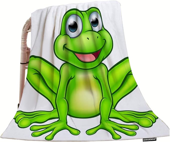 HGOD DESIGNS Frog Throw Blanket with A Cute Cartoon Happy