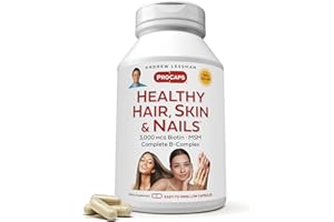 ANDREW LESSMAN Healthy Hair, Skin and Nails 120 Capsules - 3000 mcg High Bioactivity Biotin, B-Complex. Promotes Beautiful Skin, Strong Nails. No Additives Hair Growth Vitamins Biotin Supplement