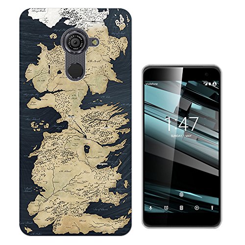 003568 - Fantasy World Map Design Vodafone Smart Platinum 7 (5.5") Fashion Trend CASE Gel Silicone All Edges Protection Case Cover