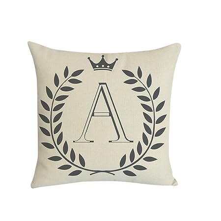 Xmiral Kissenbezug Englisches Alphabet Muster Baumwolle Leinen Pillowcase Zierkissenbezüge(A)