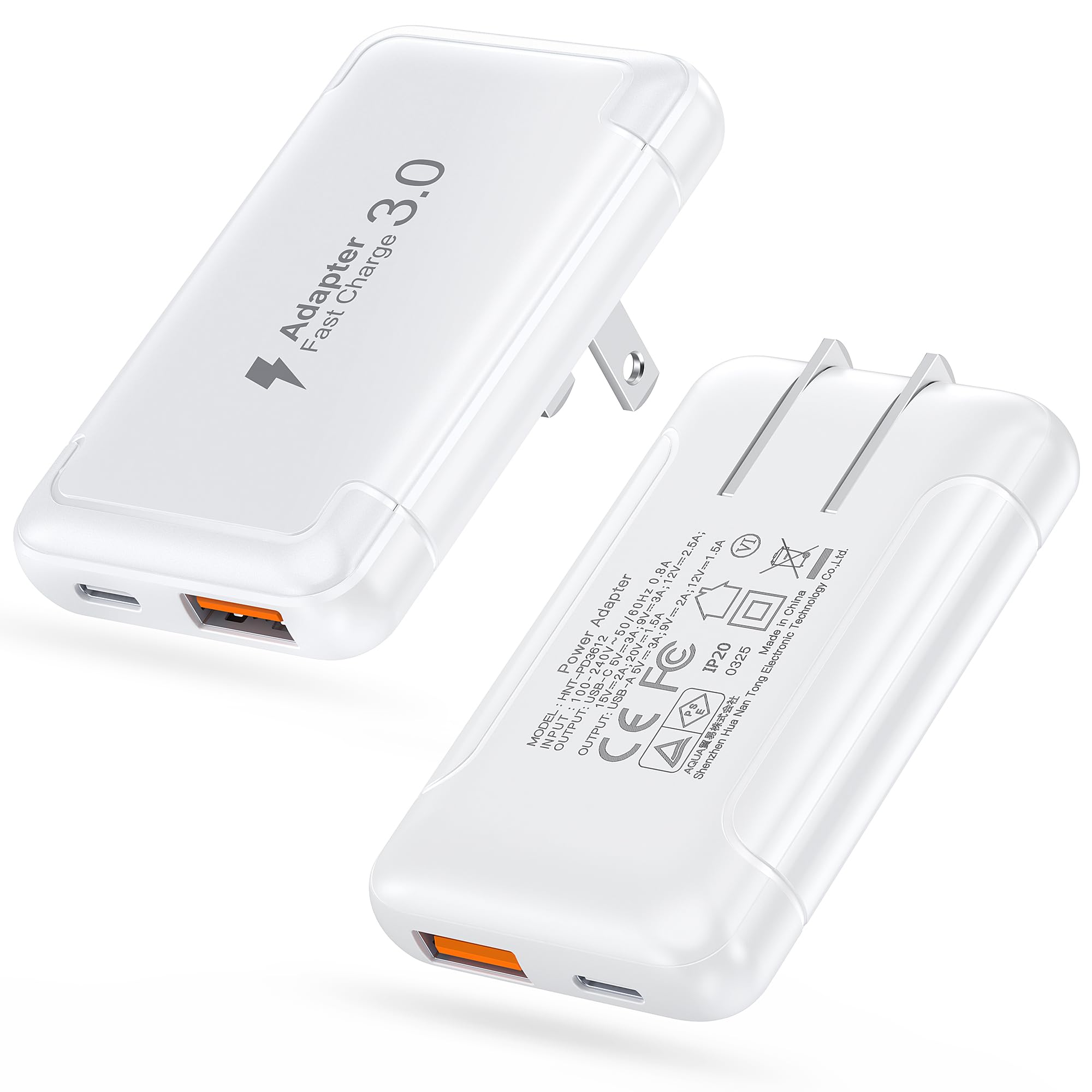 Photo 1 of [2-Pack] 2026 Updated 50W USB C Wall Charger Block, Flat Dual Port PD Fast Type C Charging Plug,Foldable & Slim Multiport Power Adapter Charging Brick for iPhone 17,16,15,14,13,iPad,AirPods,Samsung