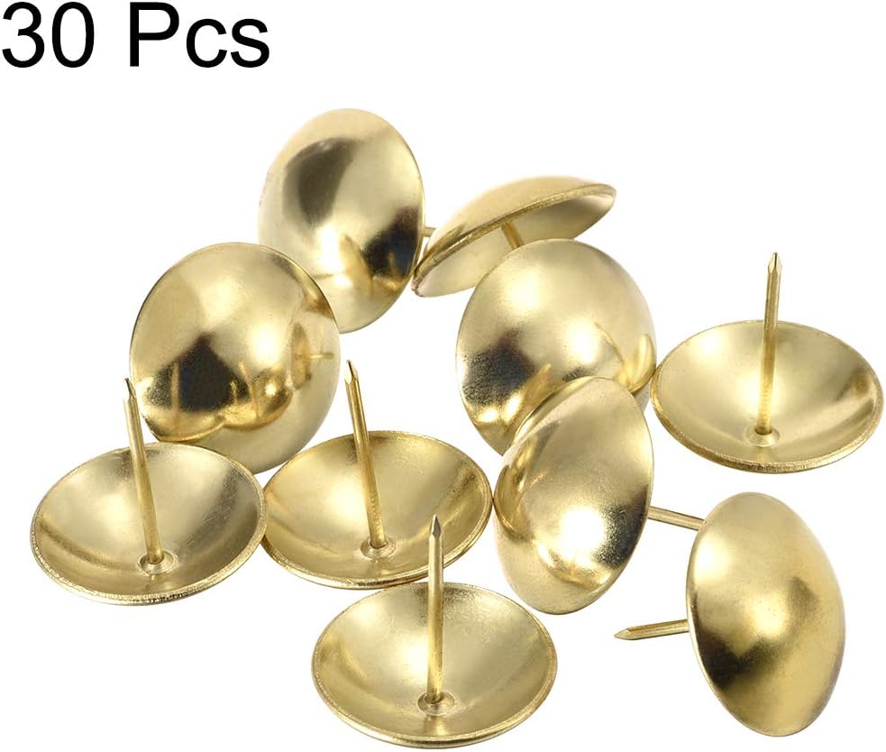 sourcing map Upholstery Nails Tacks 30mm Dia 25mm Height Round Thumb Push Pins Gold Tone for Furniture Sofa Headboards 30 Pcs - Image 3