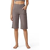 Promover Capri Pants for Women Wide Leg Yoga Cropped Pants with Pockets Loose Casual Summer Pant