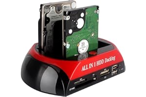 All in One HDD Docking, Kicpot 2.5"/3.5" IDE SATA HDD Docking Dock Station + One Touch Backup + Card Reader Hub (HDD Docking 
