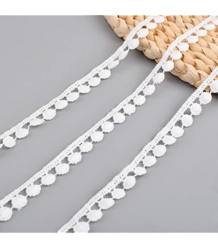 15 Yard 15 Yards X 0.5 Inch Heart Lace Trim Embroidery Lace Ribbon White Heart Edging Trimmings DIY Sewing Craft Dress Hat Clothes Tablecloth Embellishments Accessories Gift Wrapping Supplies