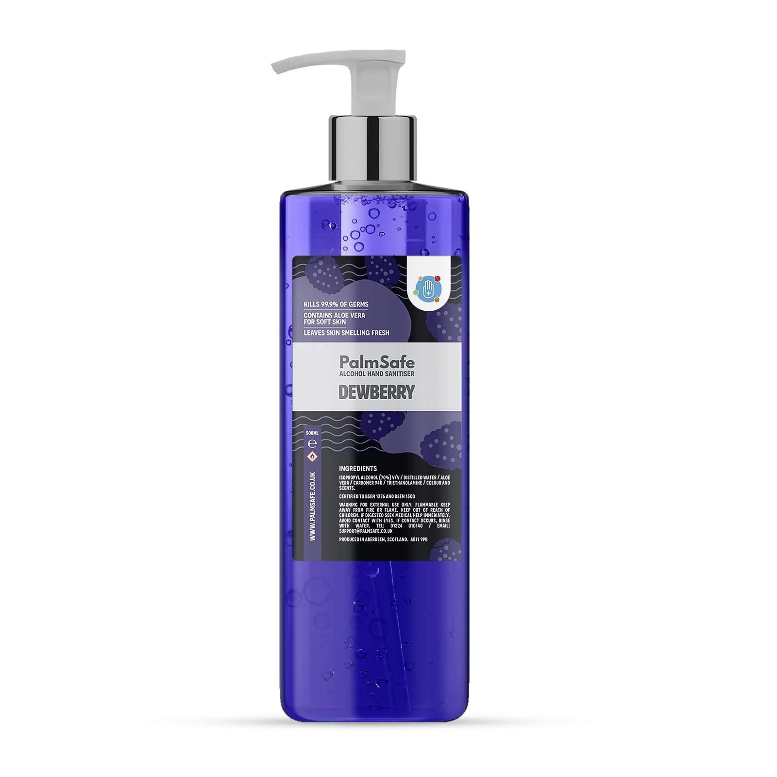 Palm Safe Dewberry Alcohol Hand Sanitiser 500 ml Pump Bottle