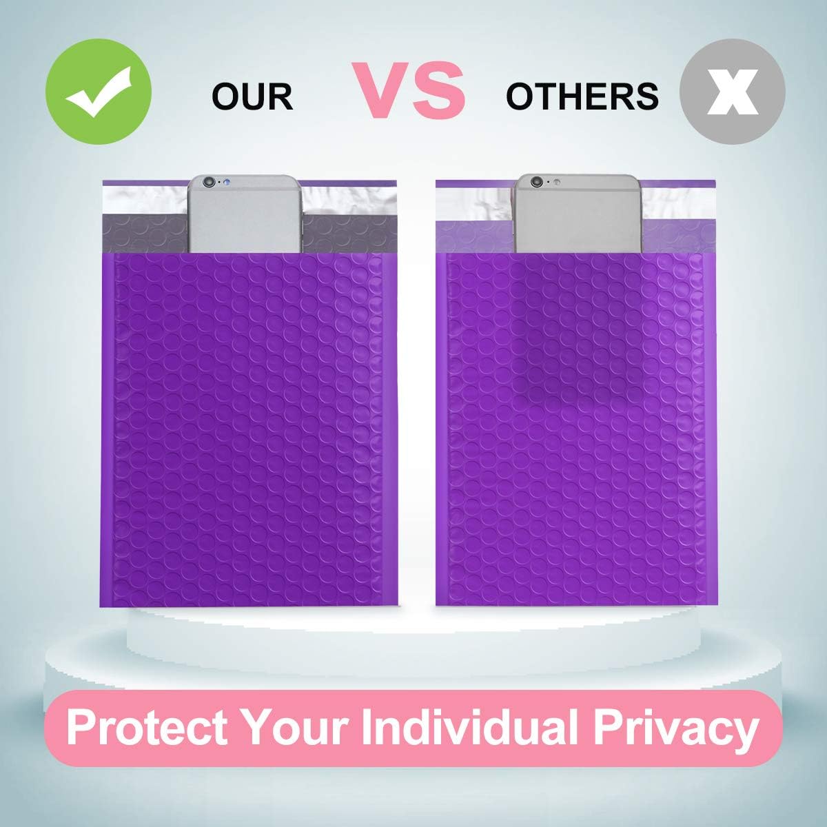 UCGOU 4x8 Inches Poly Bubble Mailers Self Seal Purple Padded Envelopes Waterproof Envelopes Pack of 50 (Internal Size 4x7") : Office Products