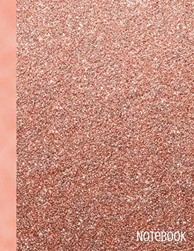 Notebook: 110 pages - college ruled composition notebook - Lined large journal 8.5 x 11 inches (eu A4 size approx) - Light grey lines - Beautiful Soft cover - Coral pink glitter effect